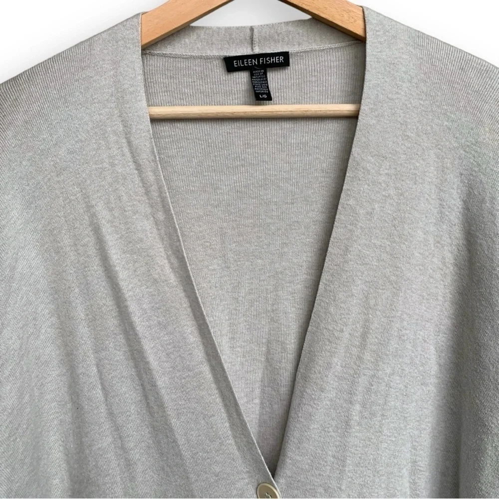 Eileen Fisher Cardigan L Pearl Cotton Silk Blend - Picture 6 of 13